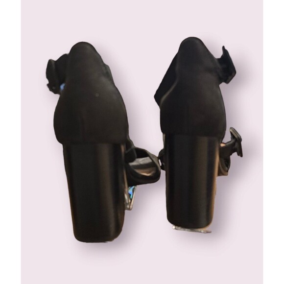 Aldo Black Suede Block Heels Size 8 Meygan-93 BUCKLE SANDAL PEEP TOE - Picture 7 of 16